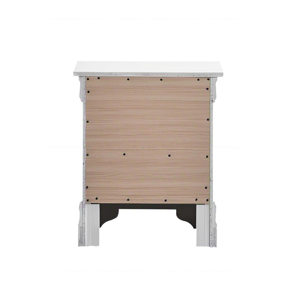 Verona Nightstand by HouseOfZazla – modern design, white top with wood front, metal frame on Tampa Home & Garden Store