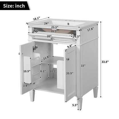 Bathroom Vanity With 2 Doors and Tip Out Drawer