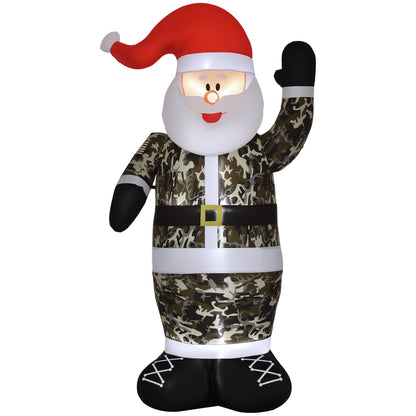 Inflatable Santa Claus wearing camouflage outfit for outdoor Christmas decor HouseOfZazla on Tampa Home & Garden Store