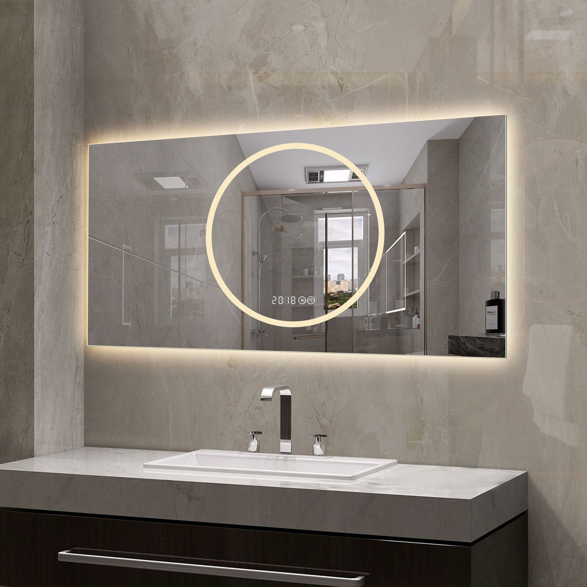 LED vanity mirror antique silver with backlit dimmable anti-fog lights by HouseOfZazla on Tampa Home & Garden Store