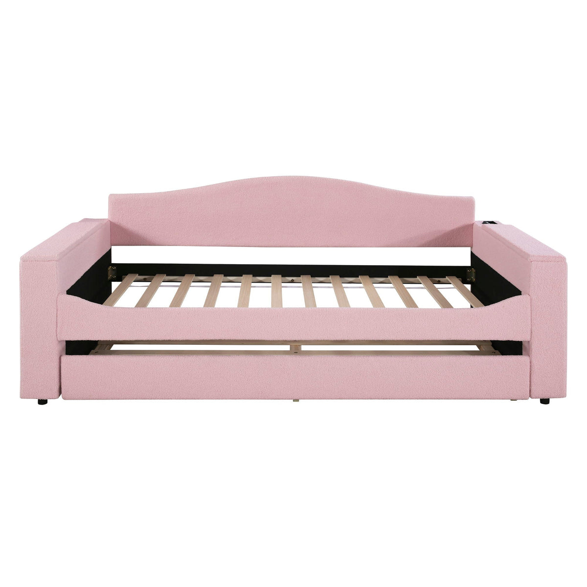 Upholstered pink daybed with storage arms and trundle with audio by HouseOfZazla on Tampa Home & Garden Store