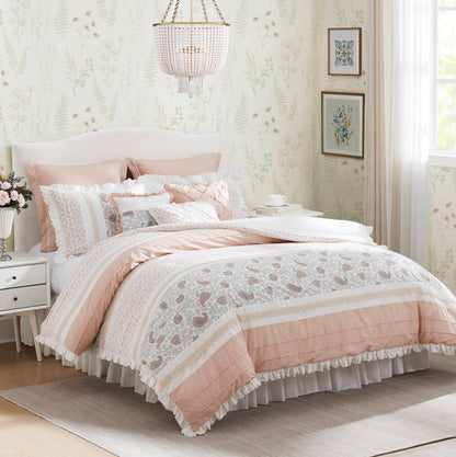 9 Piece Cotton Percale Comforter Set Blush by HouseOfZazla, pink bedding on Tampa Home & Garden Store