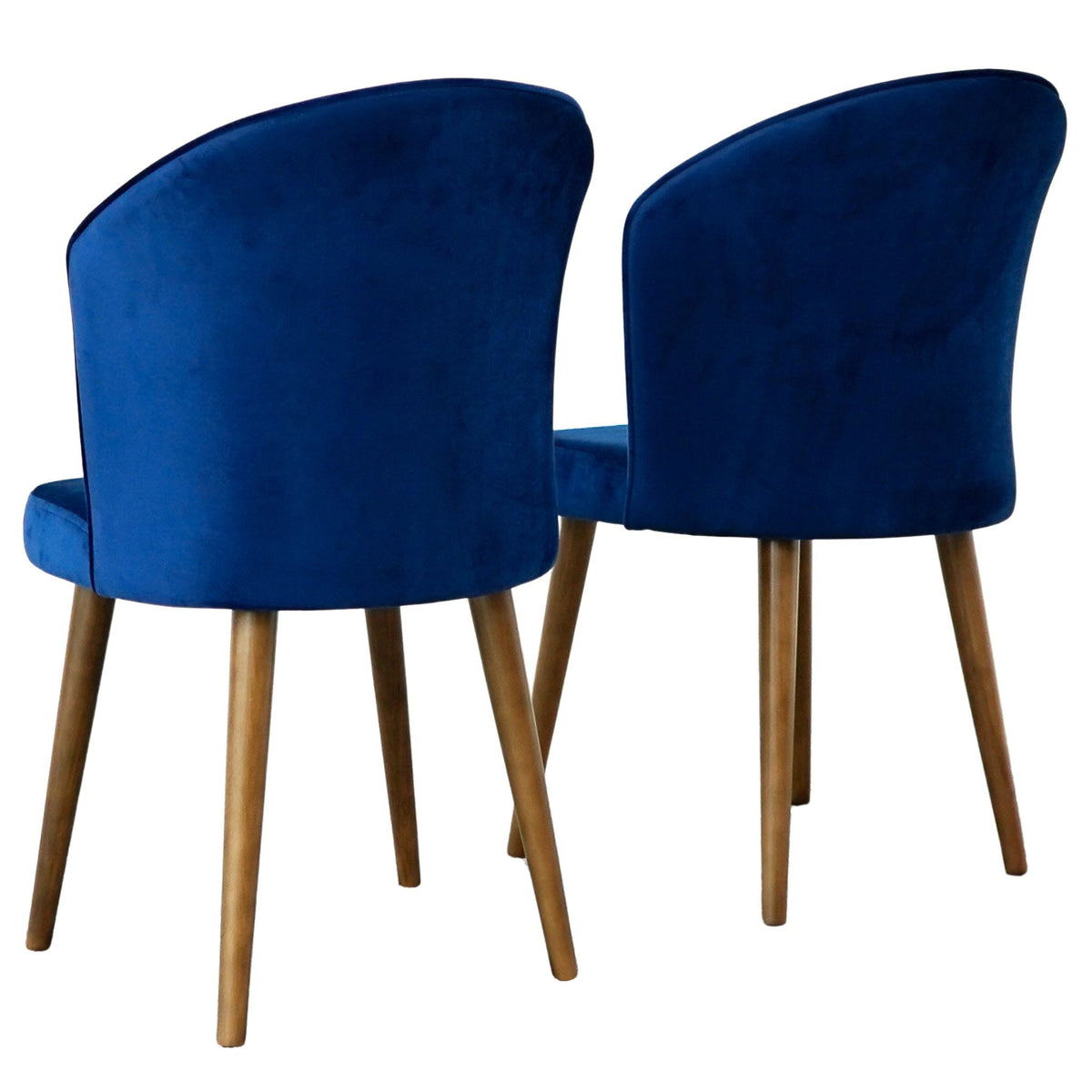 Parsons dining chair set in blue velvet with natural wood legs; 2 chairs on Tampa Home & Garden Store