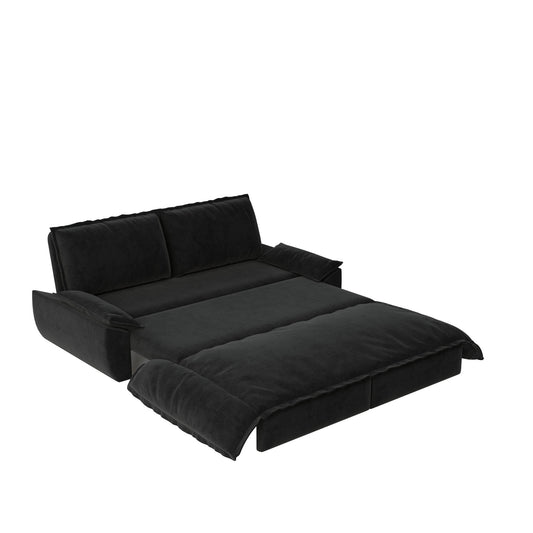 Queen Pull Out Sofa Bed 3-in-1 convertible sleeper sofa in black upholstery by HouseOfZazla on Tampa Home & Garden Store