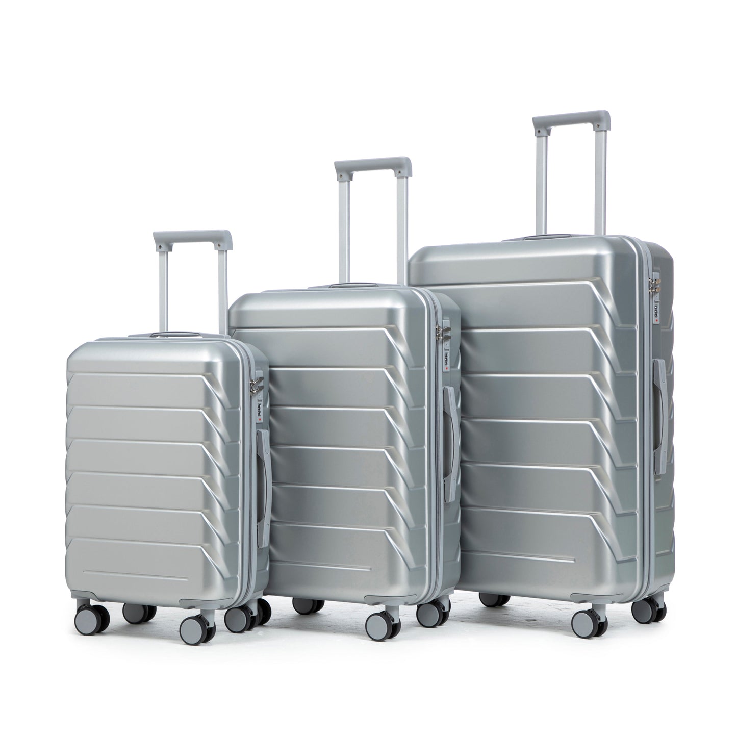 3-Piece ABS Spinner Wheel Luggage Set by HouseOfZazla with Combination Lock in silver on Tampa Home & Garden Store