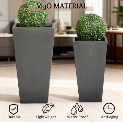 Durable 2-pack plant pots in grey concrete-style planters with topiary, HouseOfZazla on Tampa Home & Garden Store