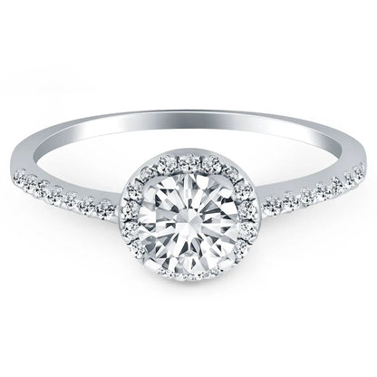 14k white gold diamond halo engagement ring by Bids.com with pave band on Tampa Home & Garden Store