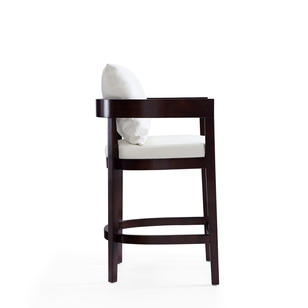 Counter stool white upholstered seat, dark wood frame HouseOfZazla on Tampa Home & Garden Store