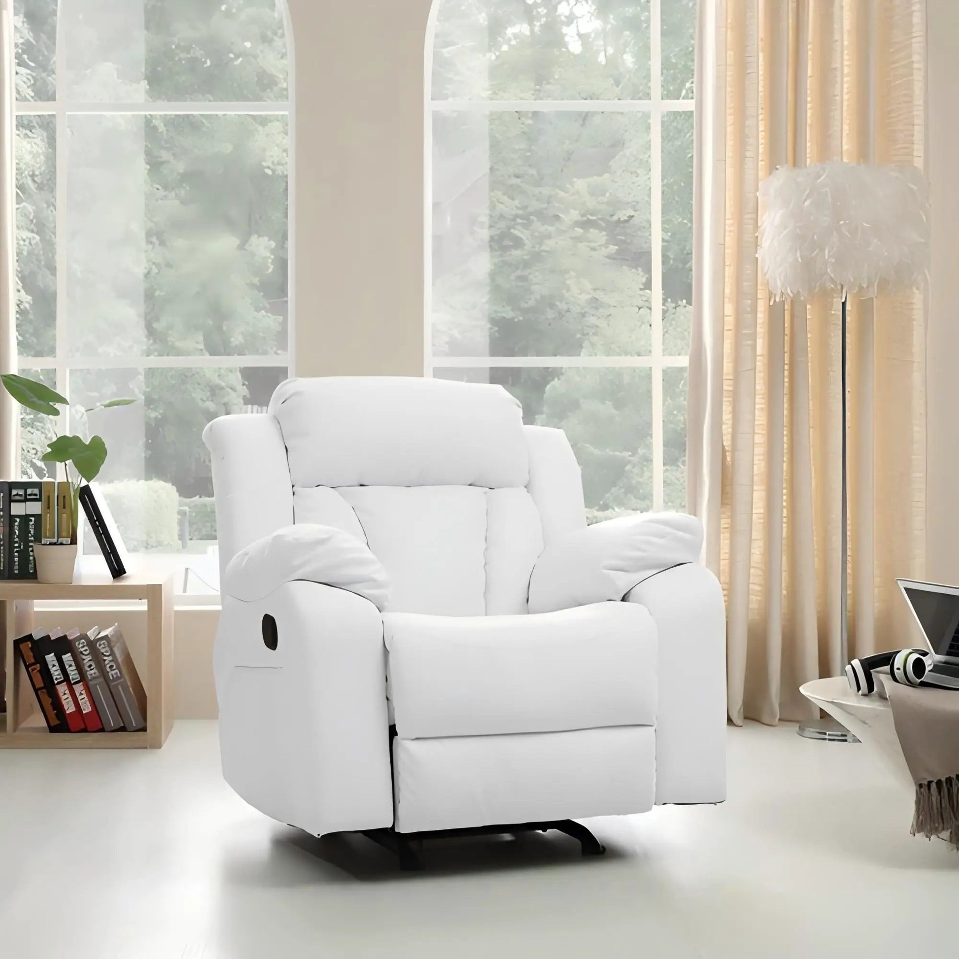 Comfortable Rocking Motion Recliner white fabric by Unique Piece Furniture, a rocker chair on Tampa Home & Garden Store