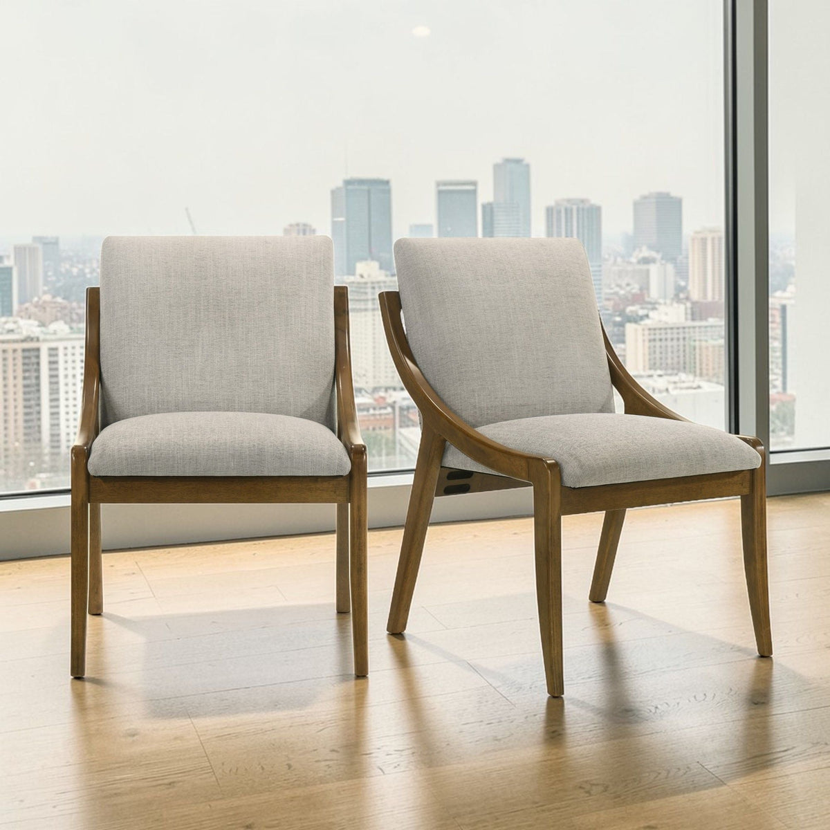 Danzel Side Chair Set with Gray Padded Seat & Oak Frame, 2 chairs on Tampa Home & Garden Store