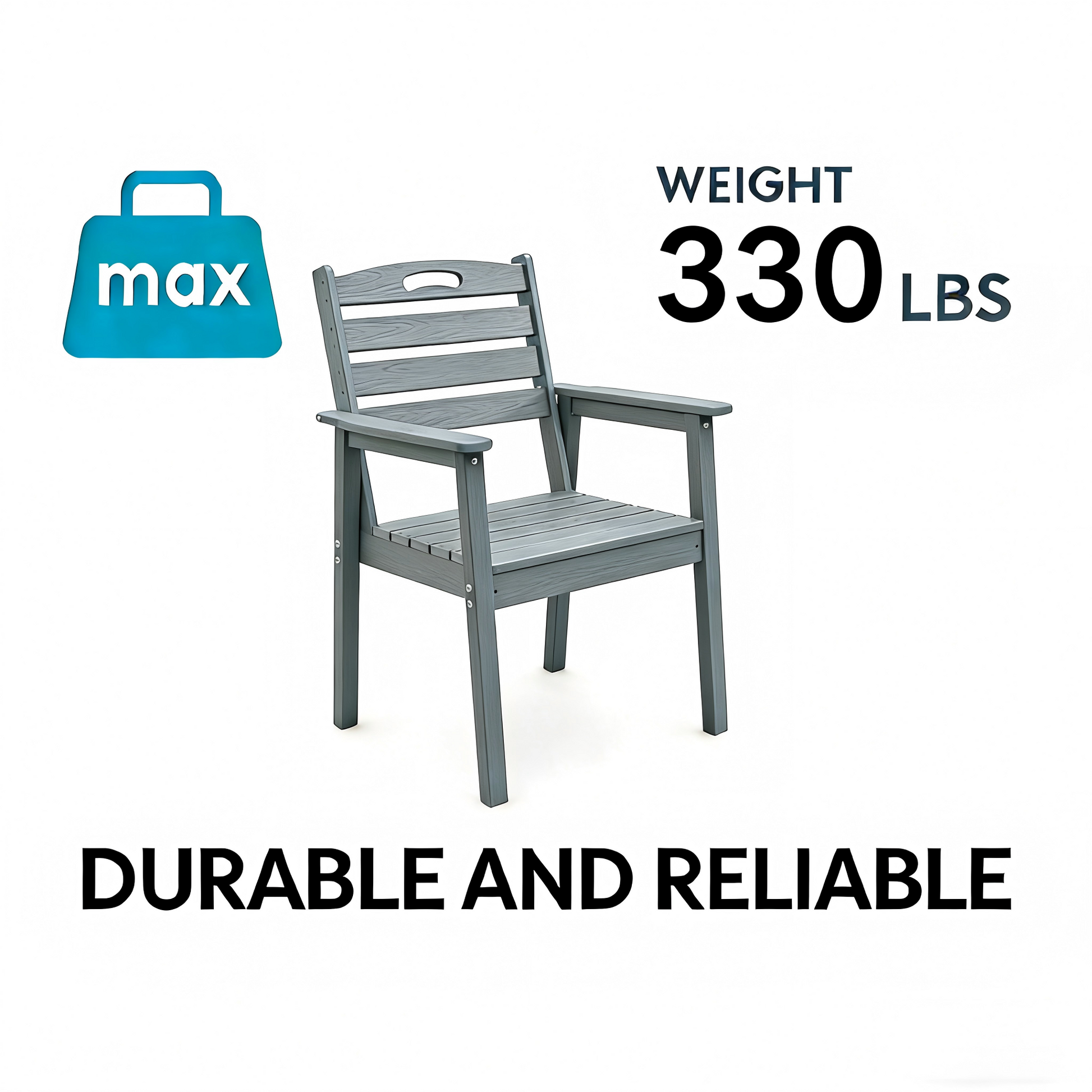 HDPE outdoor patio dining chair in gray woodgrain finish from HouseOfZazla on Tampa Home & Garden Store