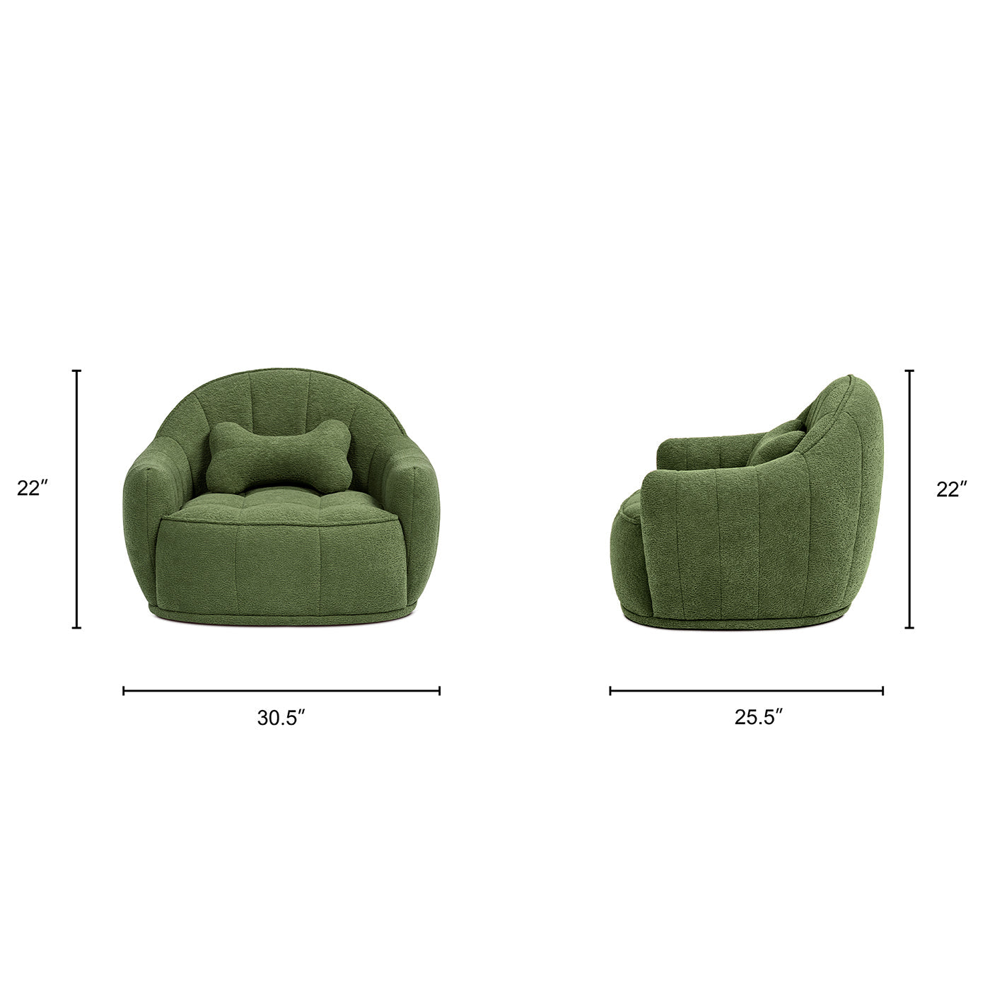 Louie 30.5" Moss green dog sofa bed with bone bolster, round plush pet bed HouseOfZazla on Tampa Home & Garden Store