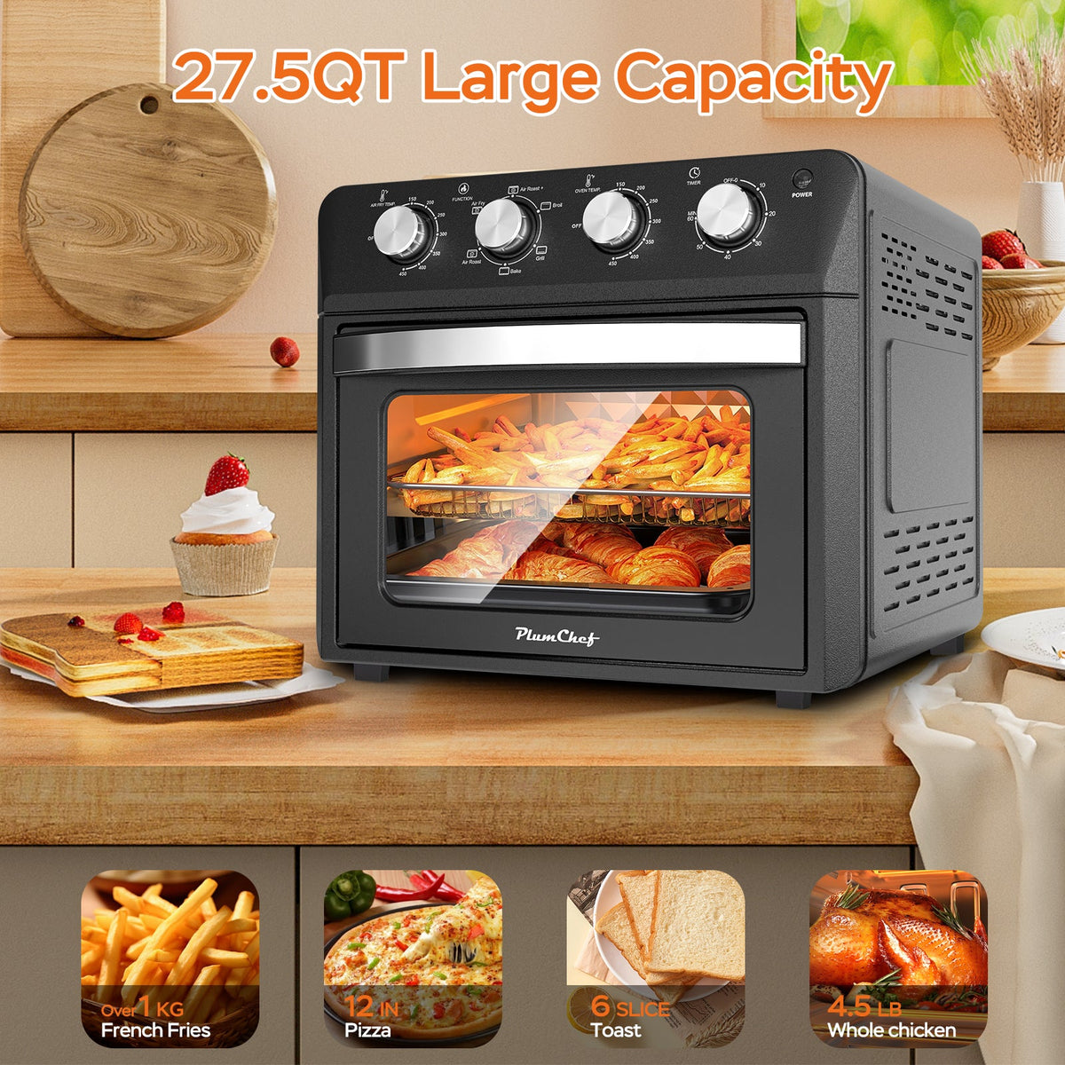 Plum Chef Air Fryer Oven black by HouseOfZazla 27.5 QT capacity on Tampa Home & Garden Store