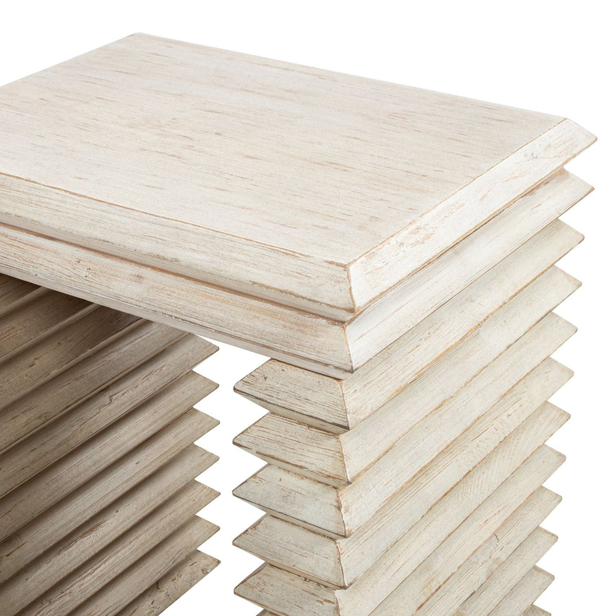 Geometric Waterfall Console Table in whitewashed solid wood by HouseOfZazla on Tampa Home & Garden Store