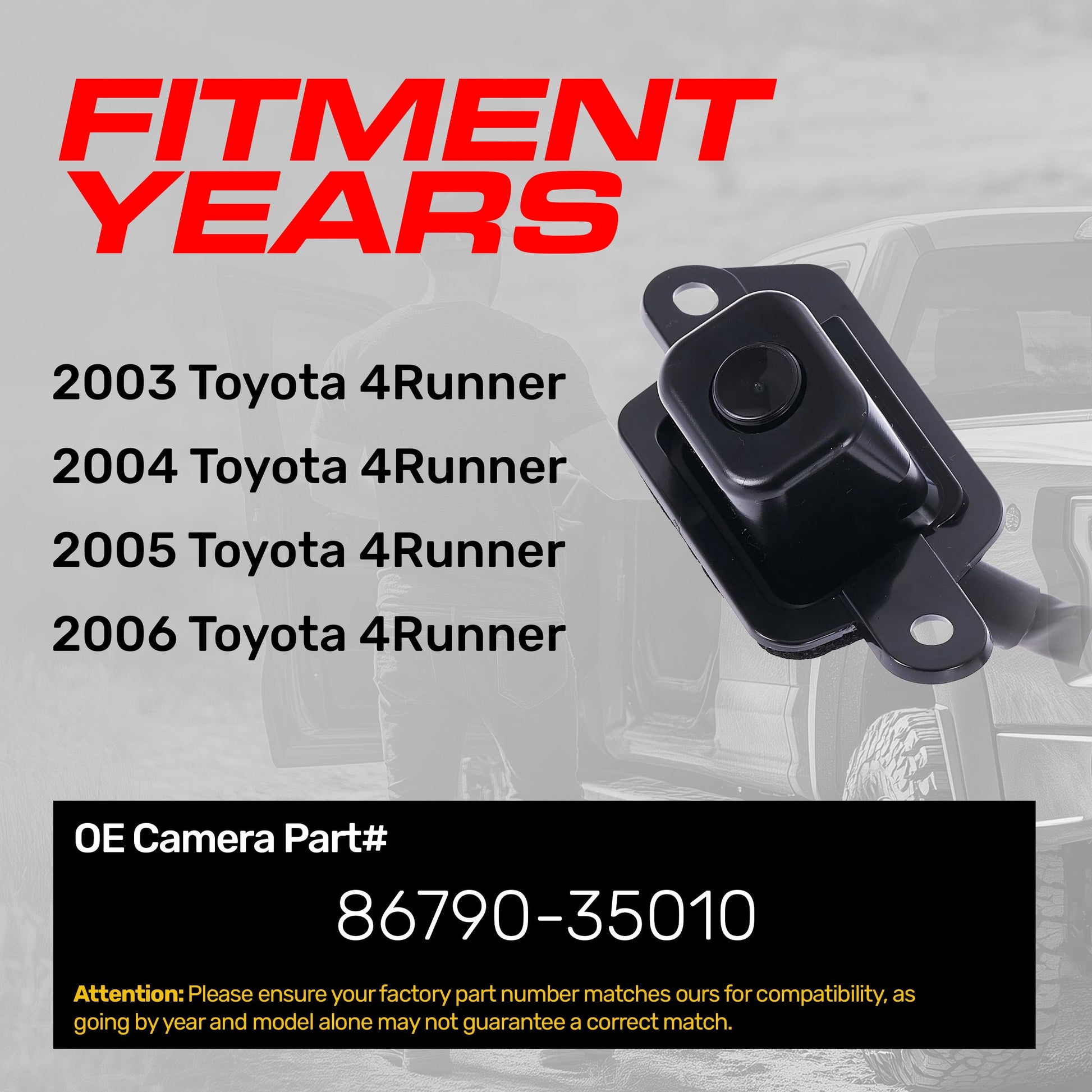 Backup camera for 2003-2006 Toyota 4Runner, Master Tailgaters OEM 86790-35010 on Tampa Home & Garden Store