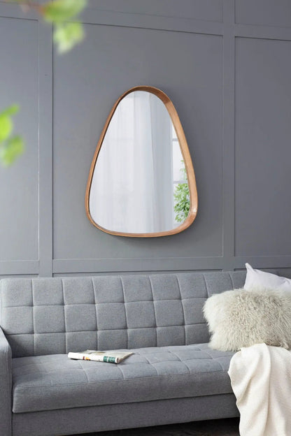 Irrgeular Mirror With Frame For Living Room Brown