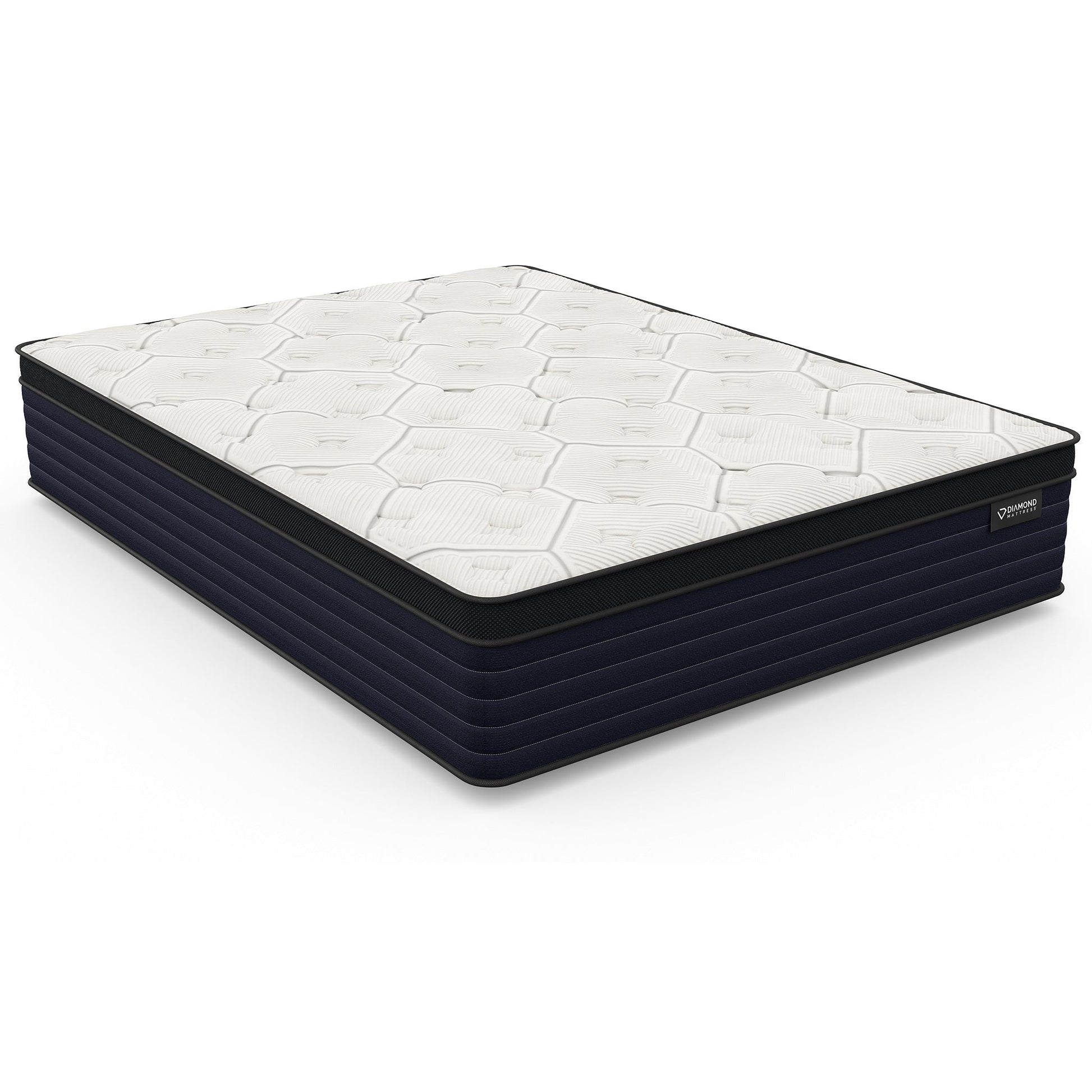 Diamond Cleo Cool Copper King Mattress 14in Euro-Top Firm white top navy border Diamond Mattress on Tampa Home & Garden Store