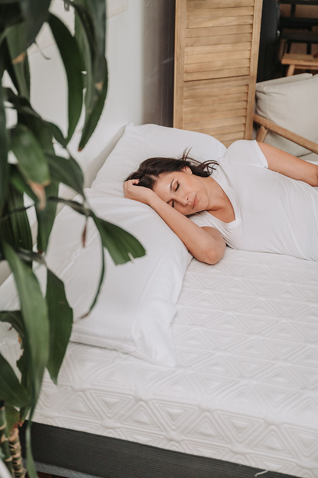 8-inch gel memory foam mattress by HouseOfZazla, white geometric pattern surface on Tampa Home & Garden Store