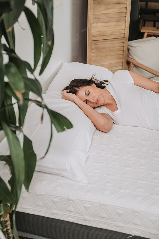 8-inch gel memory foam mattress by HouseOfZazla, white geometric pattern surface on Tampa Home & Garden Store