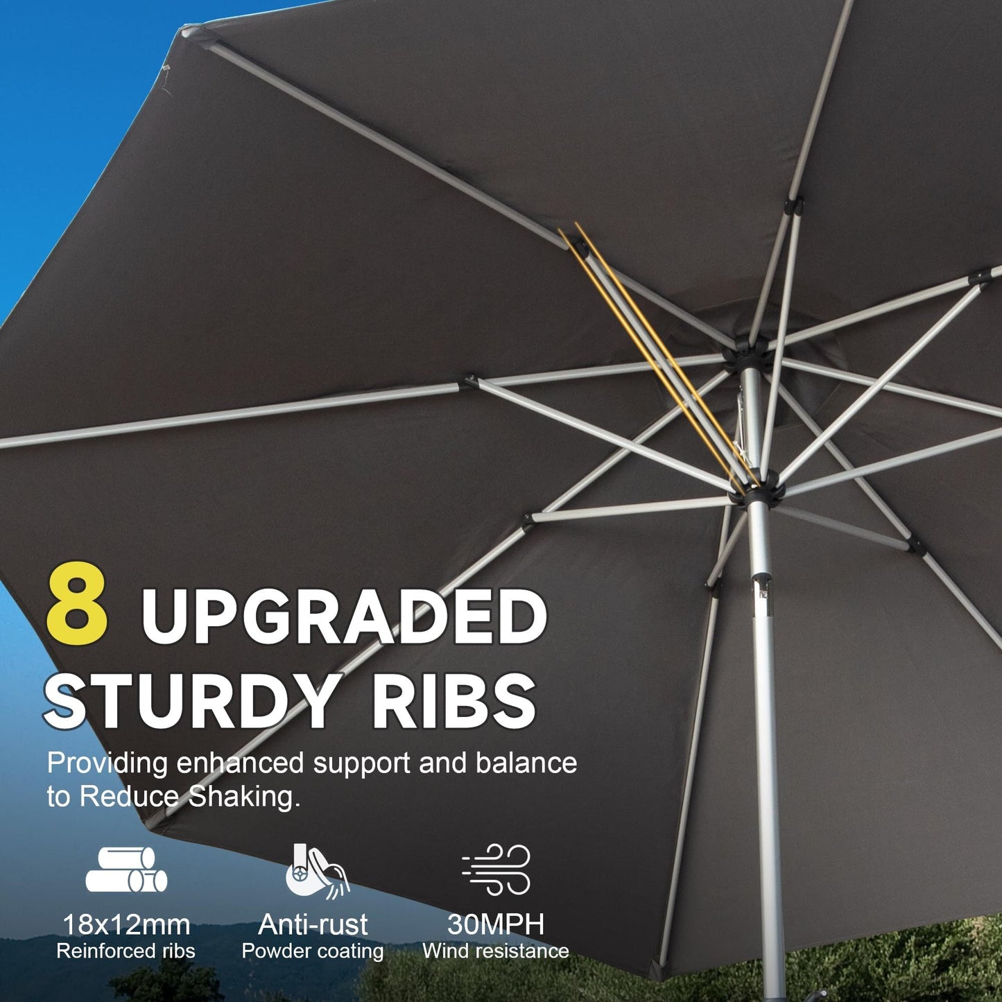 9 Foot Patio Umbrella With Crank And Tilt Option
