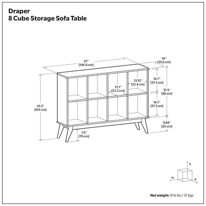 Draper Handcrafted Low Bookcase in Solid Wood