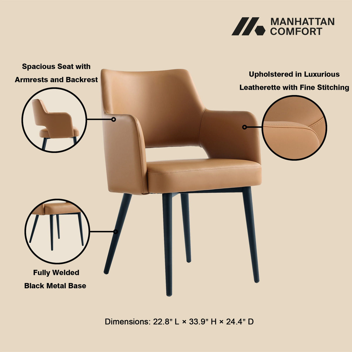 Modern Tremont Dining Armchair and Steel Frame