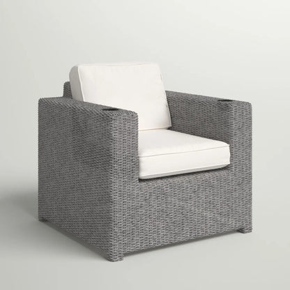 Aviara outdoor club chair gray mix wicker with plush white cushions on Tampa Home & Garden Store