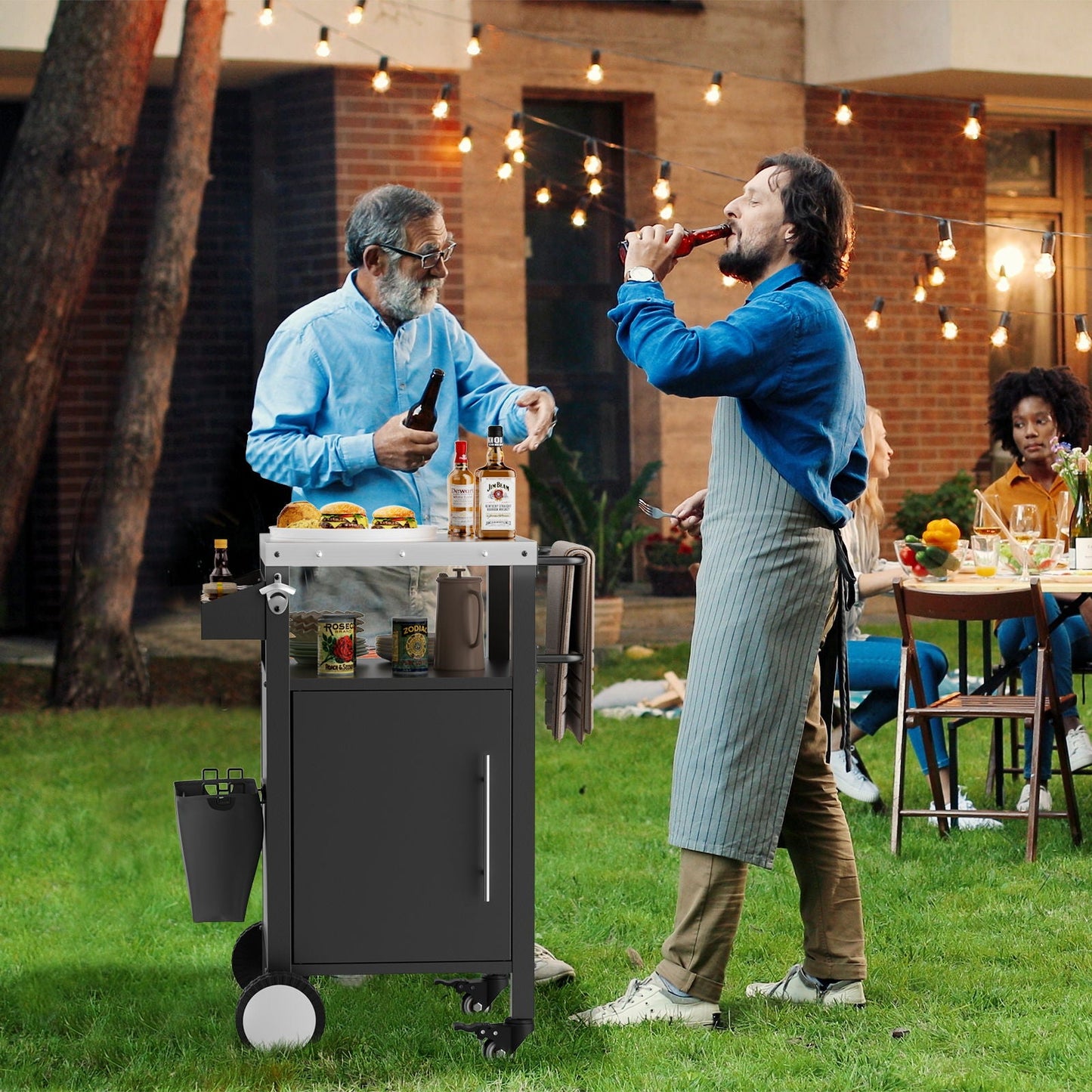 Outdoor Grill Cart With Storage Rack and Shelf