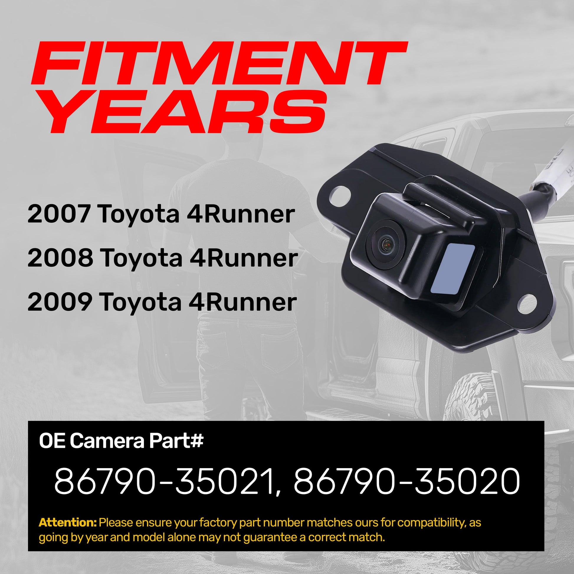 Master Tailgaters Toyota 4Runner backup camera 2007-2009, black housing 86790-35021/86790-35020 on Tampa Home & Garden Store