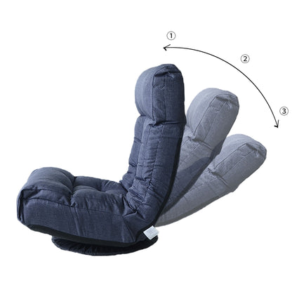 Adjustable Japanese reclining floor chair with metal frame in navy blue fabric HouseOfZazla on Tampa Home & Garden Store