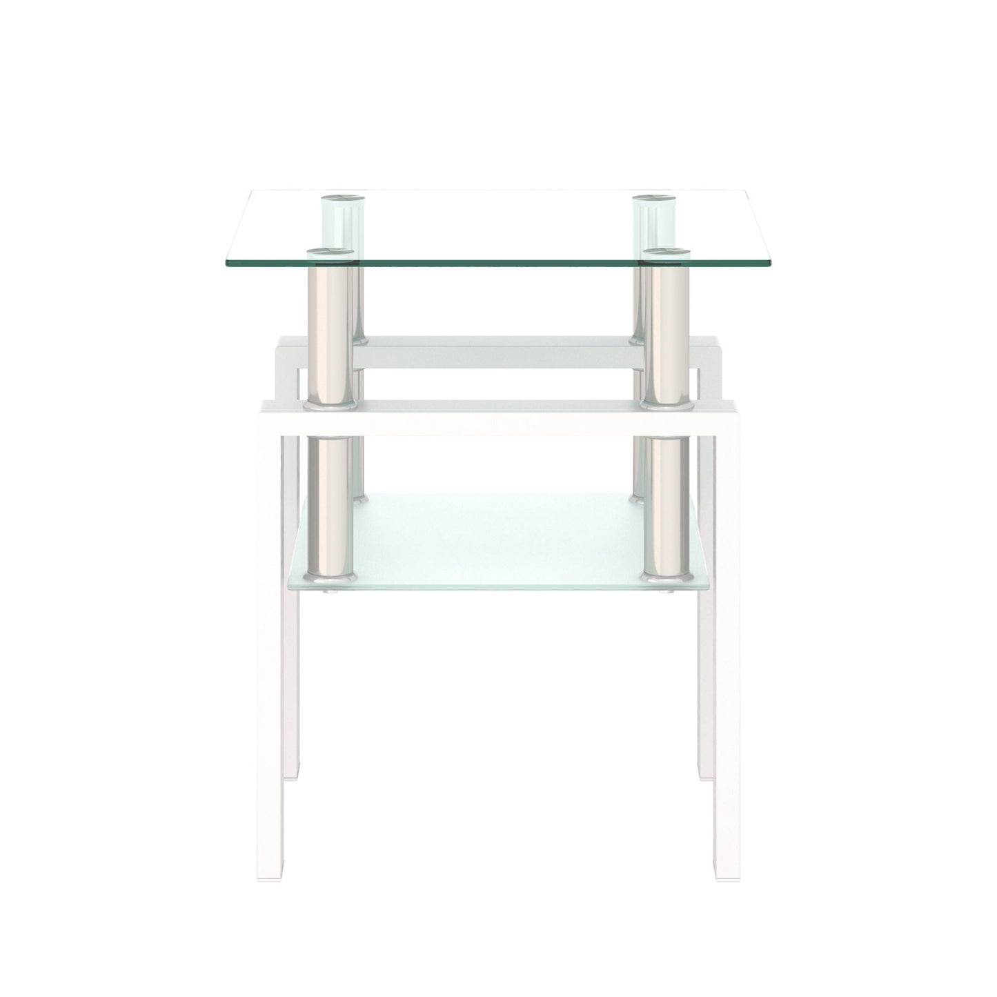 Modern tempered glass end square table with chrome cylindrical legs by Unique Piece Furniture on Tampa Home & Garden Store