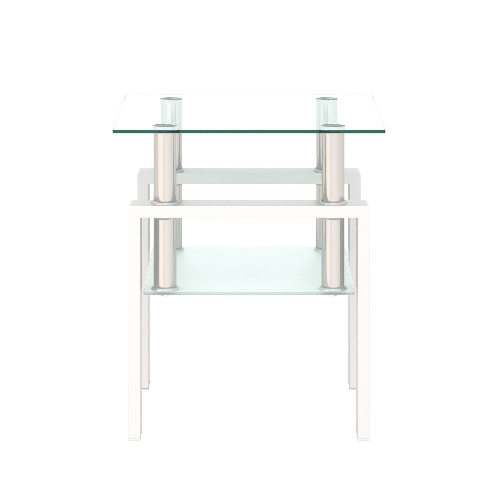 Modern tempered glass end square table with chrome cylindrical legs by Unique Piece Furniture on Tampa Home & Garden Store