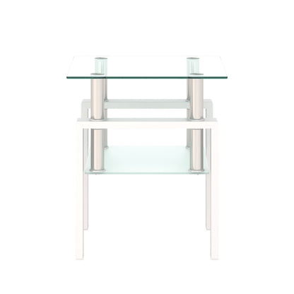 Modern tempered glass end square table with chrome cylindrical legs by Unique Piece Furniture on Tampa Home & Garden Store