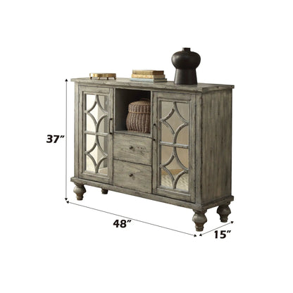 Velika Weathered Console Table With Storage Gray