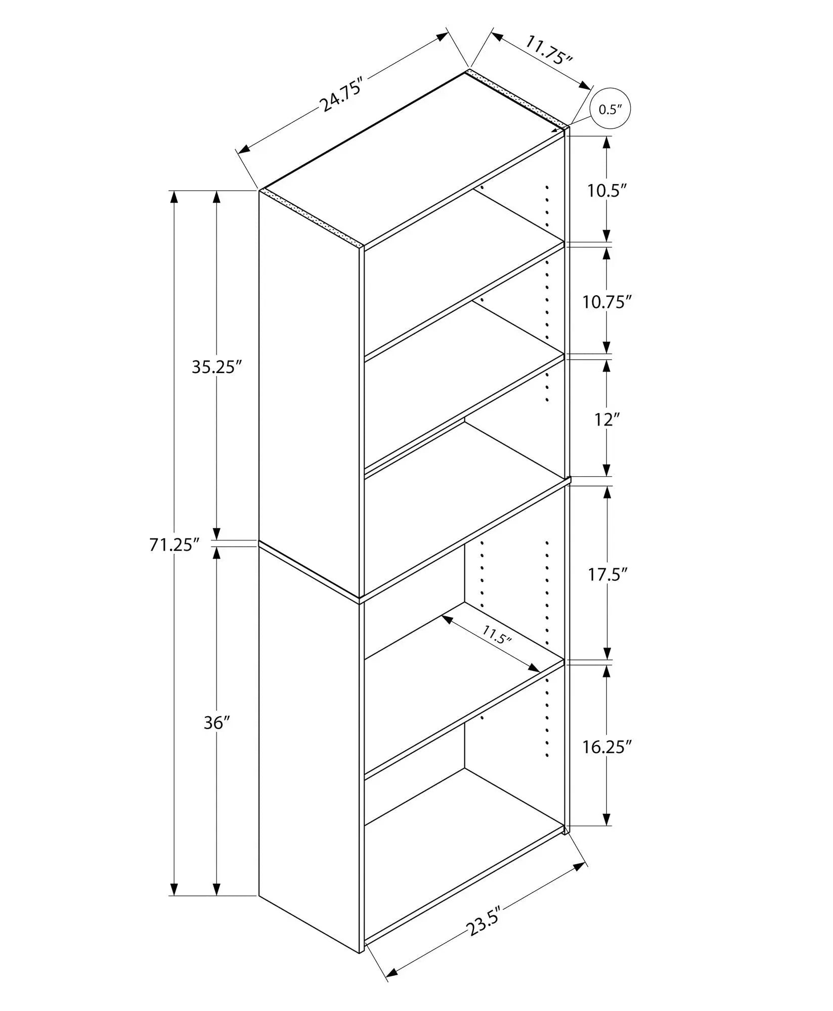 Bookshelf 6-tier bookcase for office, transitional style, Unique Piece Furniture blueprint on Tampa Home & Garden Store