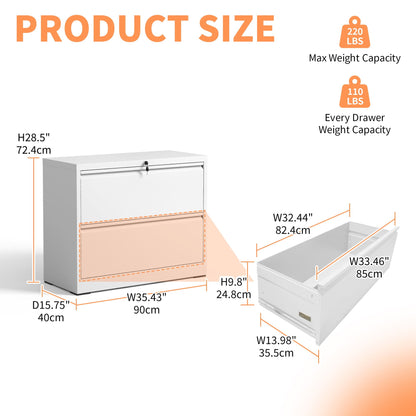 Premium Drawer Metal Lateral File Cabinet with Lock white finish by HouseOfZazla on Tampa Home & Garden Store