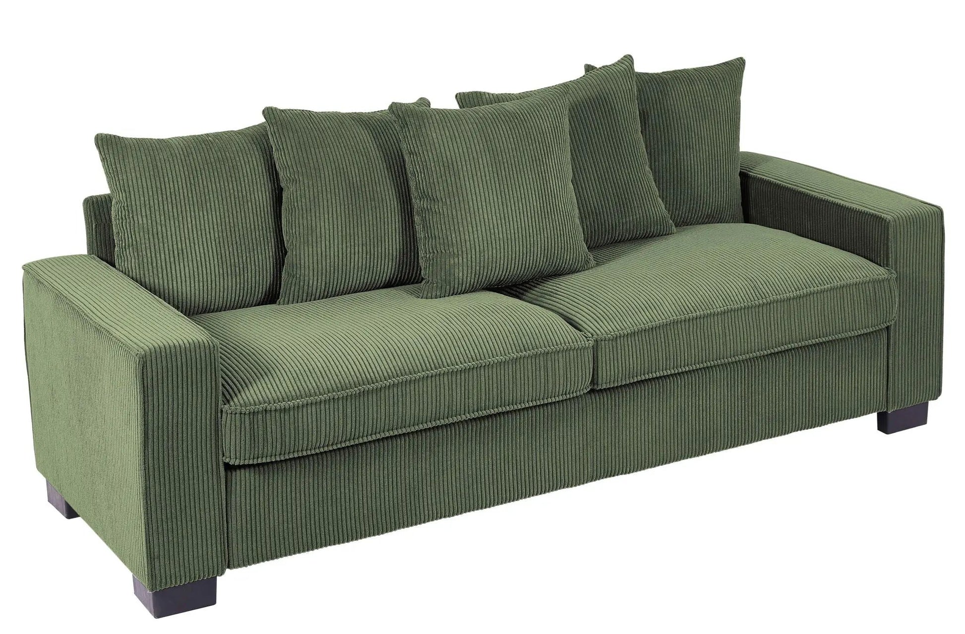 Luxe corduroy green 3-seat sofa with 5 matching pillows, by Unique Piece Furniture on Tampa Home & Garden Store