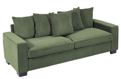 Luxe corduroy green 3-seat sofa with 5 matching pillows, by Unique Piece Furniture on Tampa Home & Garden Store