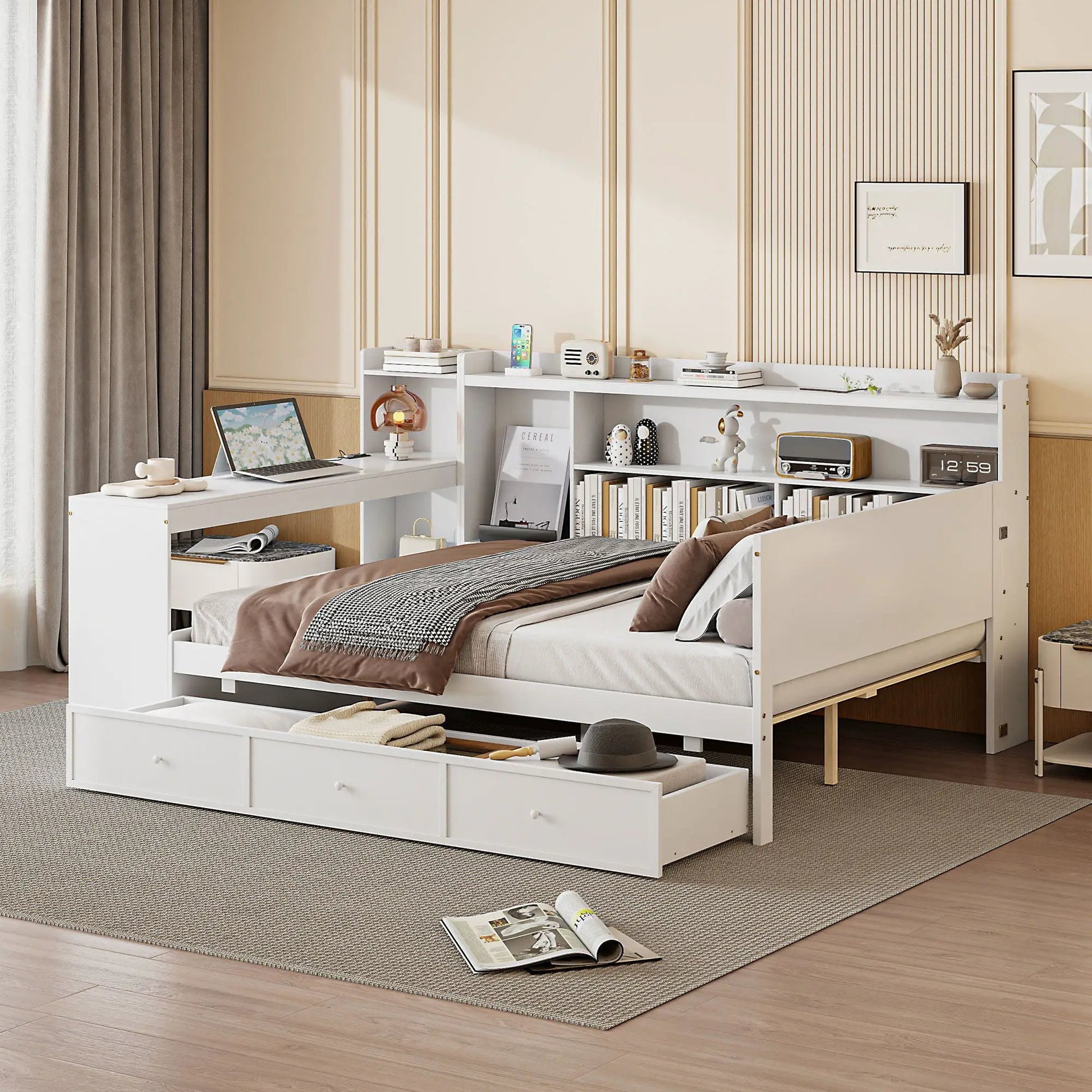 Daybed with 3 drawers and desk in white with USB ports by Unique Piece Furniture on Tampa Home & Garden Store