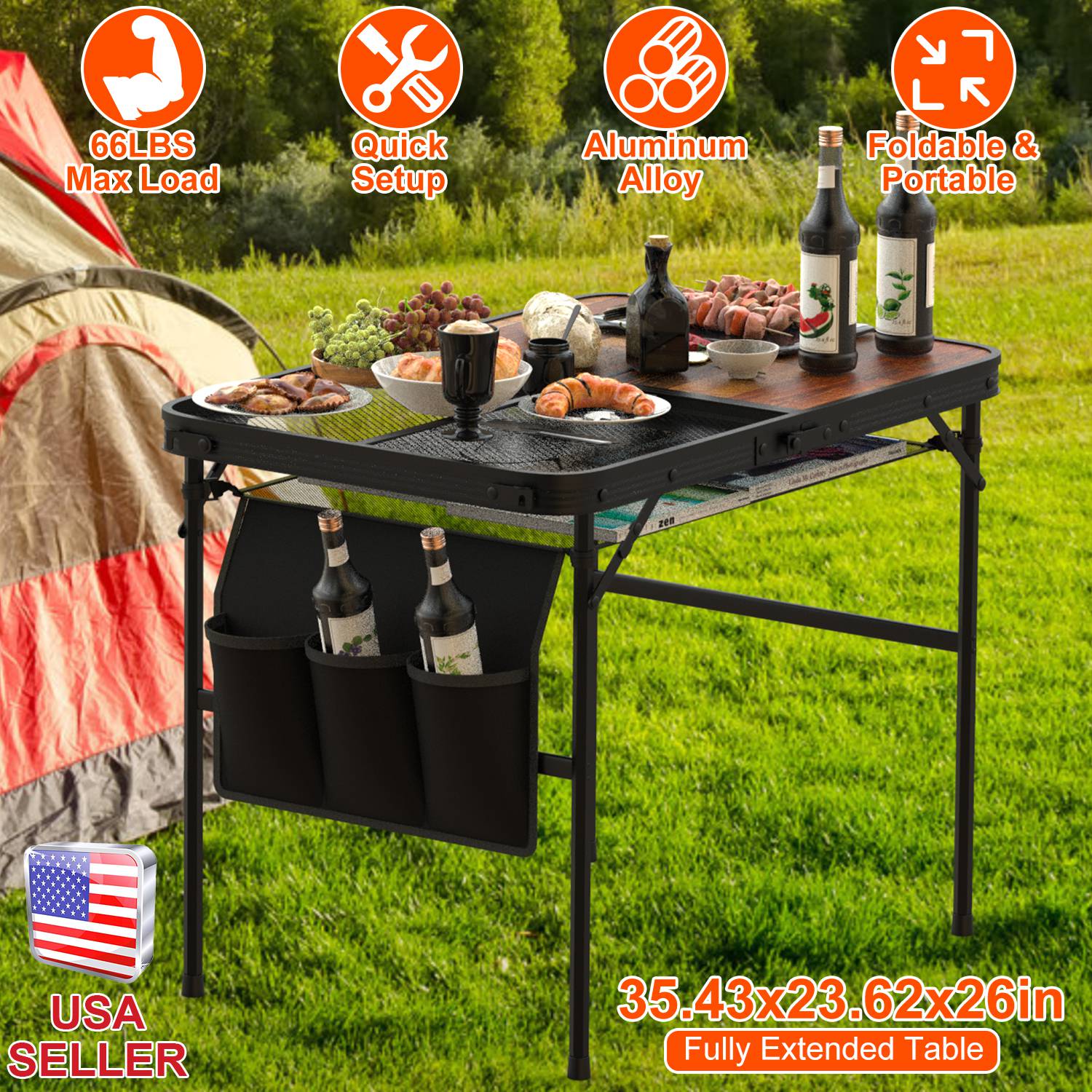 GemGear foldable camping table with aluminum alloy top and adjustable height 66lbs max load on Tampa Home & Garden Store