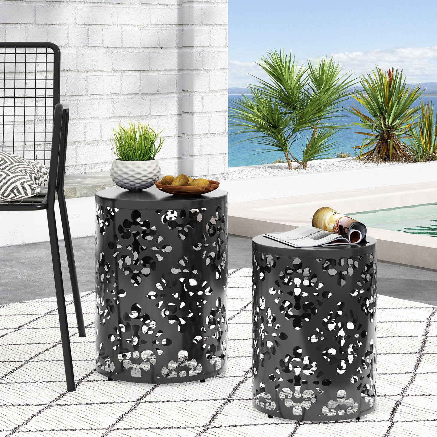 Modern Metal Outdoor End Table For The Patio