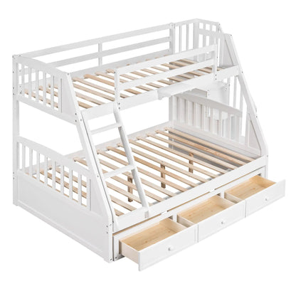 White bunk bed with drawers, ladder and storage staircase by Unique Piece Furniture on Tampa Home & Garden Store