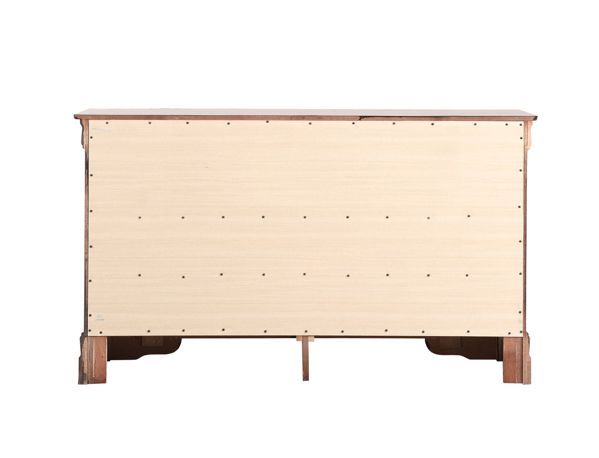 Louis Phillipe Bedroom Dresser with English dovetailed drawers, dark top, light wood body on Tampa Home & Garden Store
