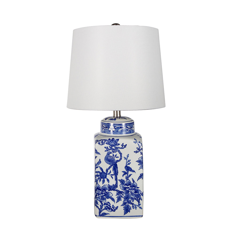 Table lamp blue and white ceramic vase base with white shade by HouseOfZazla on Tampa Home & Garden Store