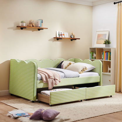 Gingham Daybed With Usb Port And The Wave Shape
