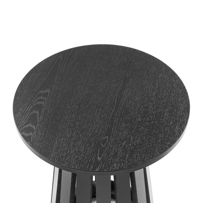 Layla End Table Black Wood Grain Finish with round top by HouseOfZazla on Tampa Home & Garden Store