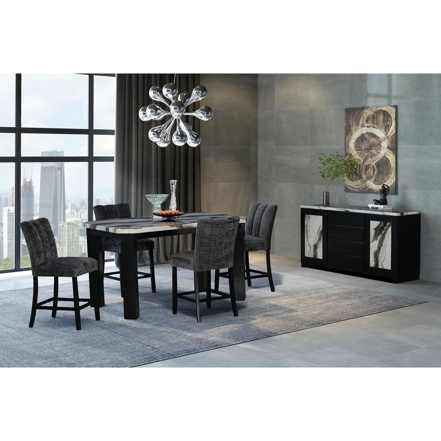 Magaly bar stools set of 2 dark gray fabric with black legs Unique Piece Furniture on Tampa Home & Garden Store