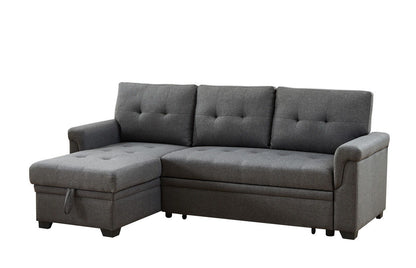 Destiny reversible sleeper sectional sofa with storage chaise in gray fabric HouseOfZazla on Tampa Home & Garden Store