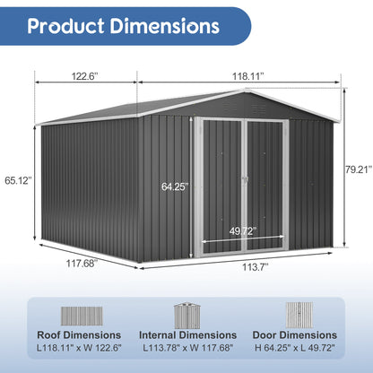 A Large Outdoor Metal Shed For Home And Garden