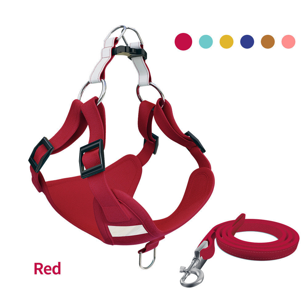 Pet Zen red reflective dog harness and leash set with adjustable straps and metal hardware on Tampa Home & Garden Store